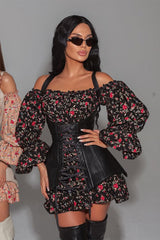 Emma Floral Printed Corset Mini Dress