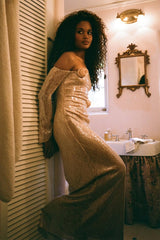 Eartha One Shoulder Floral Sequin Maxi Dress