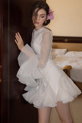 Leila Semi-sheer Flare Mini Dress