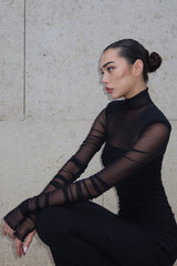 Virginia Long Sleeve Semi-sheer Maxi Dress