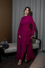 Anastasia Floral Cape Maxi Slit Dress