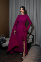 Anastasia Floral Cape Maxi Slit Dress