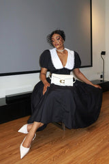 Athena Doll Collar Puff Sleeve Midi Dress