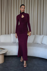 Sabrina Cut Out Ruched Ruffle Maxi Dress