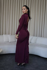 Sabrina Cut Out Ruched Ruffle Maxi Dress