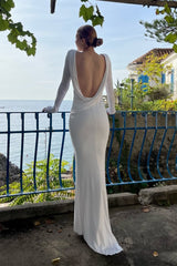 Quintina Plunging Back Long Sleeve Maxi Dress