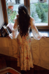 Melissa Floral Print V-Neck Satin Maxi Dress