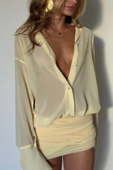 Sandy Ruched Mini Shirt Dress