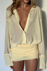 Sandy Ruched Mini Shirt Dress