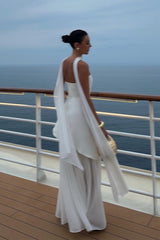 Florence Asymmetrical Chiffon Maxi Dress with Scarf