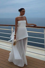 Florence Asymmetrical Chiffon Maxi Dress with Scarf