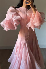 Gloria Long Sleeve Flared Hem Midi Dress