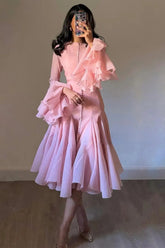 Gloria Long Sleeve Flared Hem Midi Dress