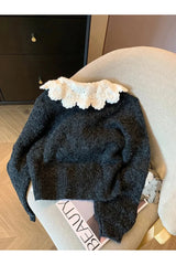 Fall Vintage Lace Collar Button-Up Cardigan