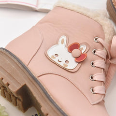 Beige/Pink Kawaii Fluffy Bunny Boots