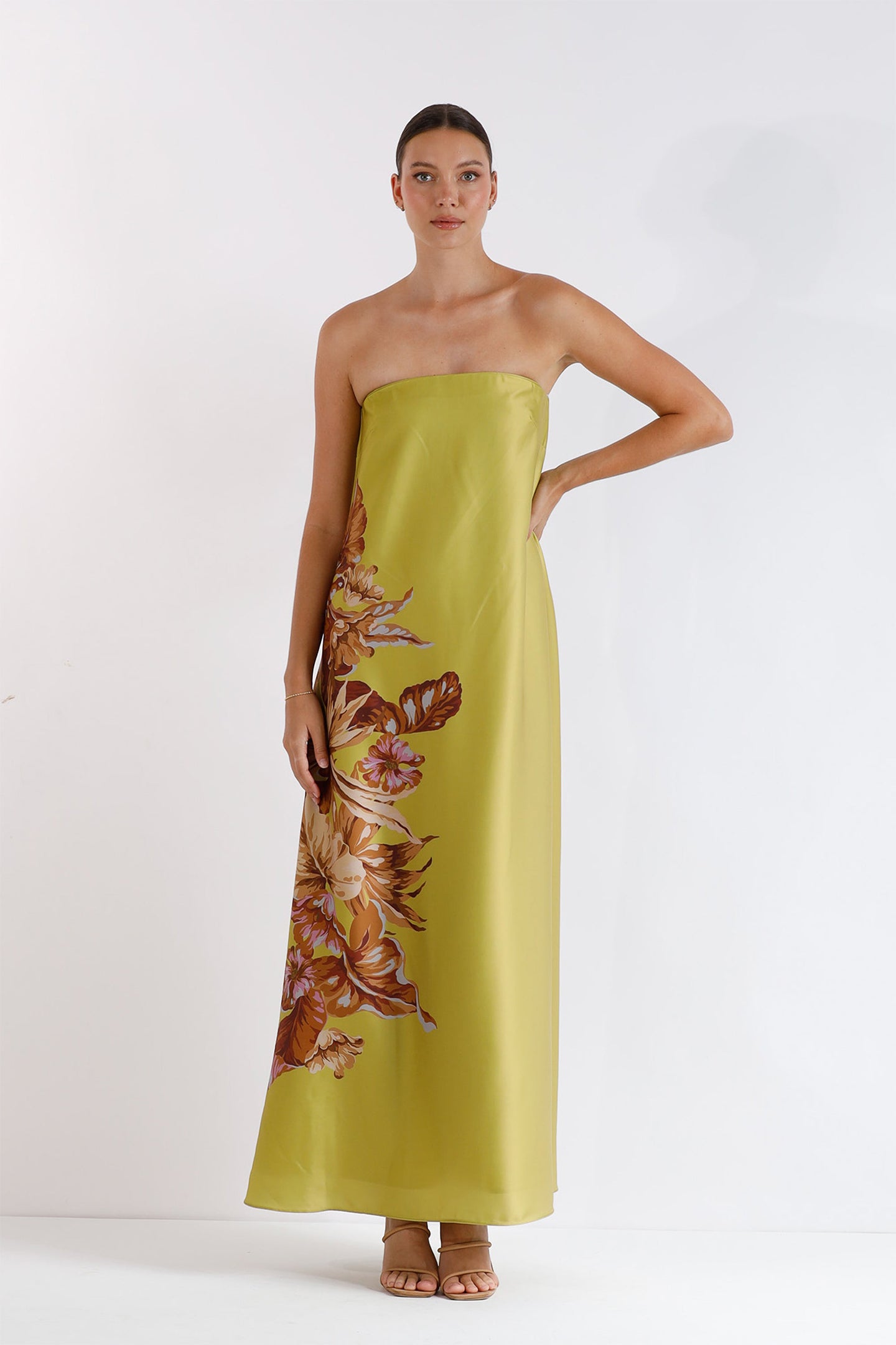Xenia Floral Printed Strapless Maxi Dress