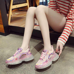 White/Pink Hologram Hallow Out Jelly Shoes
