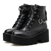 Gothic Chain Strap Lace Up Platform Boots SP006
