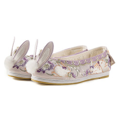 Cute Purple Bunny Fuzzy Ball Platform High Heels Shoes