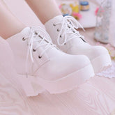Lace-up Black/White Martin Boots BE843