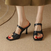 Toe Loop Cutout High Heel Slide Sandals