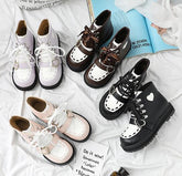 Lolita Kawaii Winter Sweet Heart Thick Bottom Lacing Warm Boots BE518