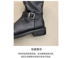 Buckled Low Heel Short Boots