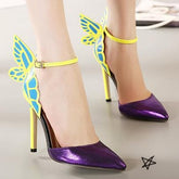 Yellow/Purple/Black Sweet Butterfly High Heel Sandals