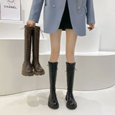 Lace-Up Block Heel Tall Boots YP252