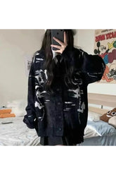 Fall Abstract Noir Fuzz Cardigan
