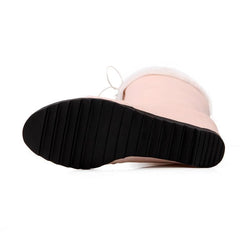 Pink/Beige Sweet Bow Fluffy High Boots