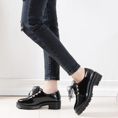 Black Ribbon Laced PU Shoes