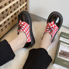 British Style Gothic Retro Plaid Leather Shoes SS2234