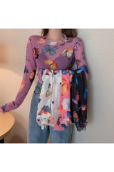 Ästhetisches Schmetterlings-Mesh-Crop-Top