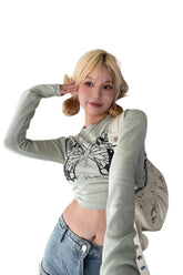 Altgrünes Langarm-T-Shirt