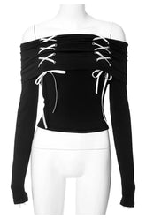 T-shirt à lacets et épaules dénudées Alt Y2K