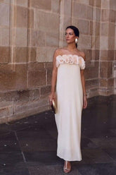 Alva Floral Knit Strapless Maxi Dress-Sunfere