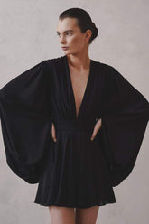 Amelia Deep V Neck Mini Dress-Sunfere