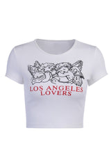 Angelcore Print Cotton Crop Top