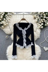 Angelic Lace Trim Knit Top