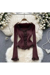 Angelic Lace Trim Knit Top