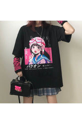 T-shirt noir Anime Harajuku