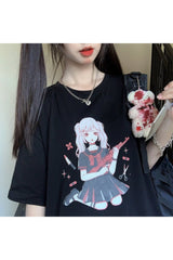 Harajuku-T-Shirt mit Anime-Print