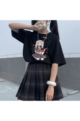 Harajuku-T-Shirt mit Anime-Print