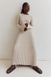 Antonia Rib Flare Maxi Knit Dress-Sunfere