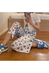 Pantalon décontracté ample à imprimé artistique