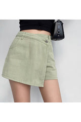 Asymmetrical Denim Mini Skirt