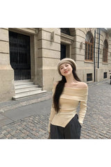 Asymmetrical Off-Shoulder Ribbed Top