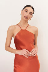 Cecillia Bias Cut Backless Satin Maxi Dress