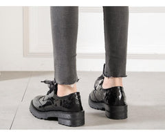 Black Ribbon Laced PU Shoes